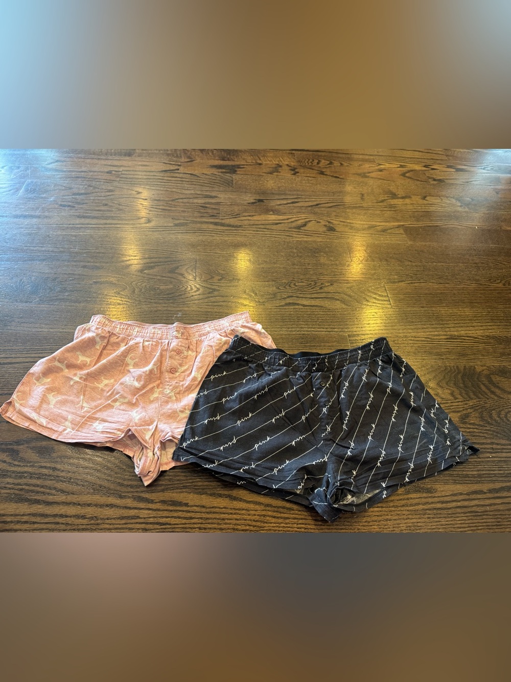 PINK Victoria's Secret Pink and Black Logo Lounge Shorts Set